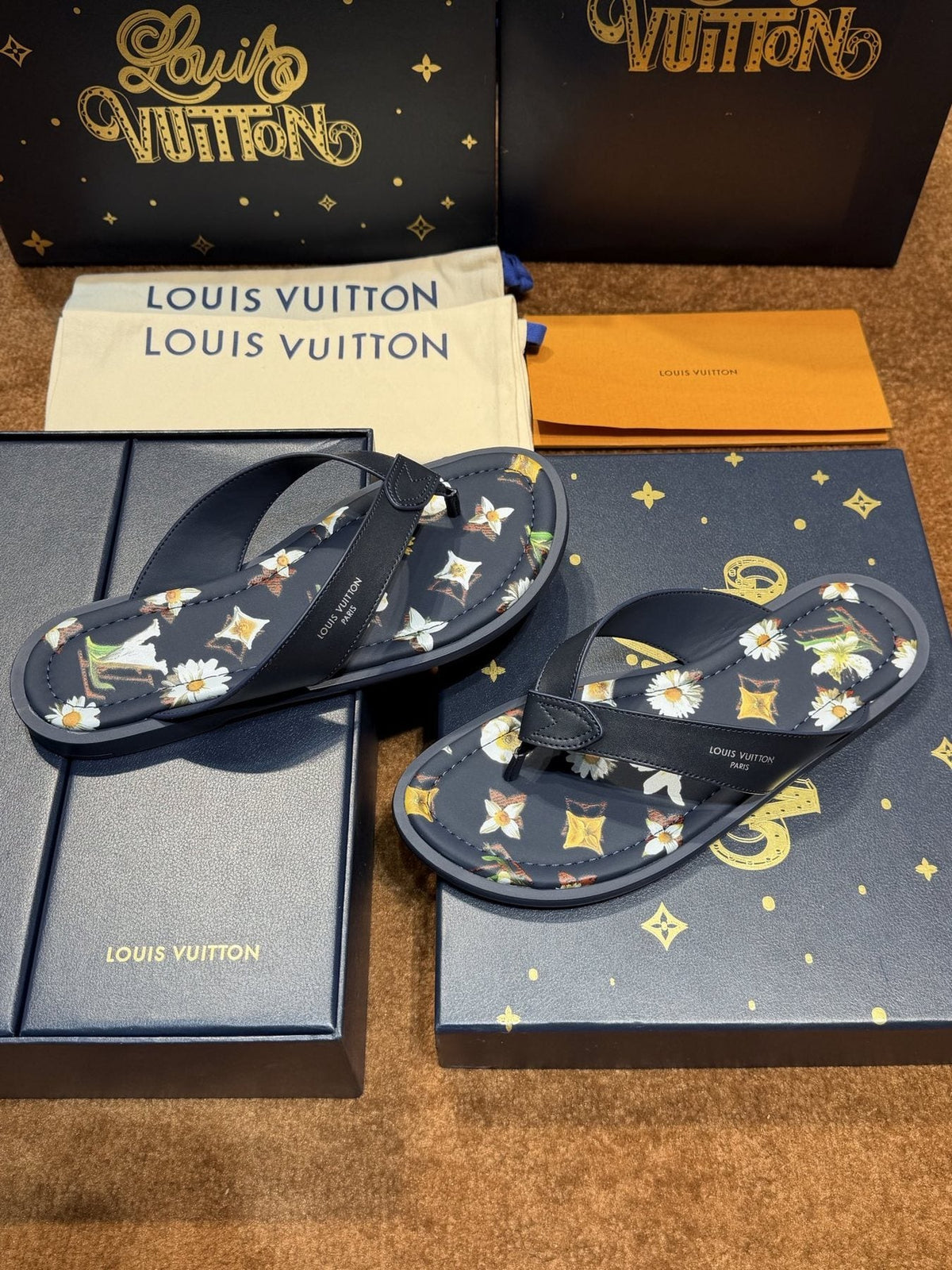 Louis Vuitton Floral Print Thong Sandals — side