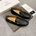 Versace Black Textured Slip-On Loafers — hero