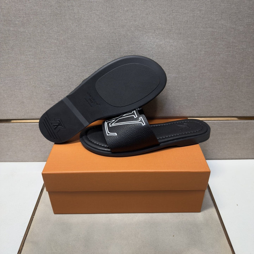 Louis Vuitton Men's Outlined LV Slide Sandals — side