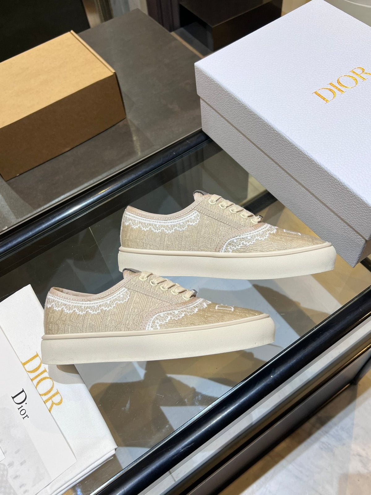 Dior Embroidered Canvas Low-Top Sneakers — side