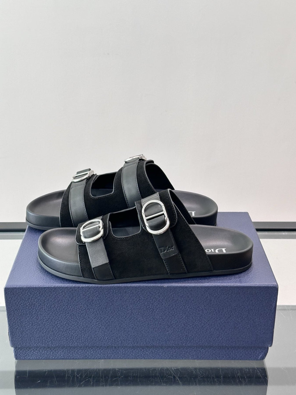 Dior Two-Strap Buckle Sandals — side