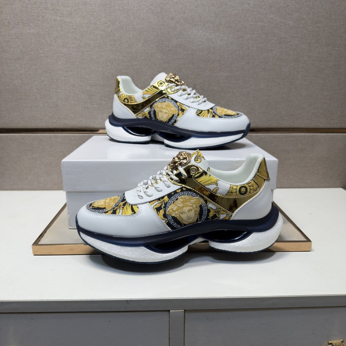 Versace Gold-Panel Low-Top Sneakers — model