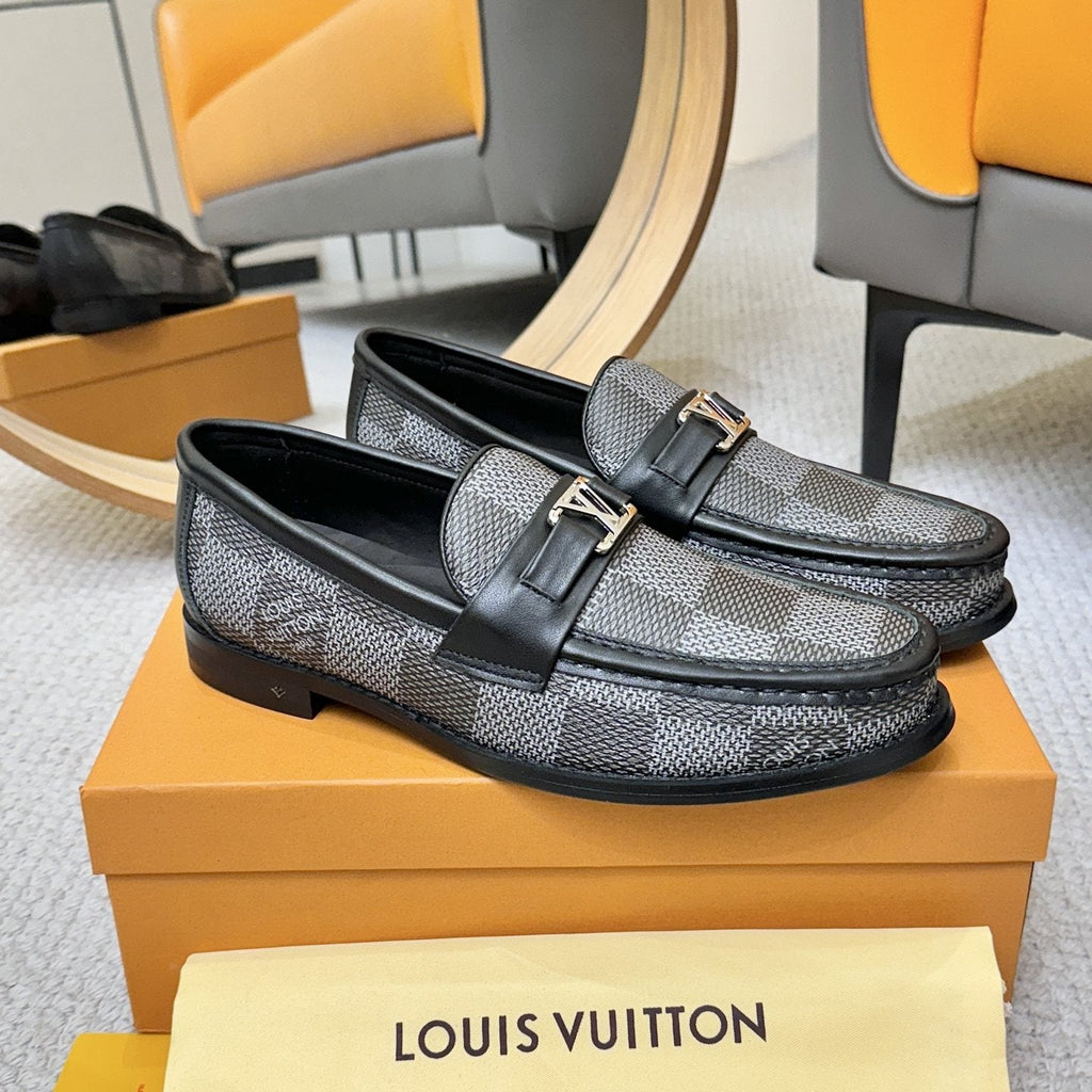 Louis Vuitton Check-Pattern Buckle Loafers — side