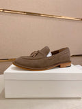 Brunello Cucinelli Suede Tassel Loafers — front