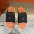 Loro Piana Leather Slide Sandals — front